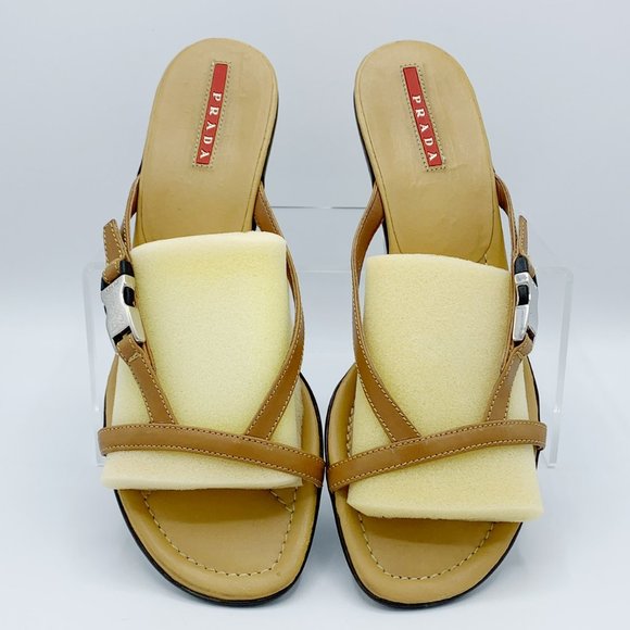 Prada Tan Leather Sandal with 80mm Heel - Picture 7 of 8